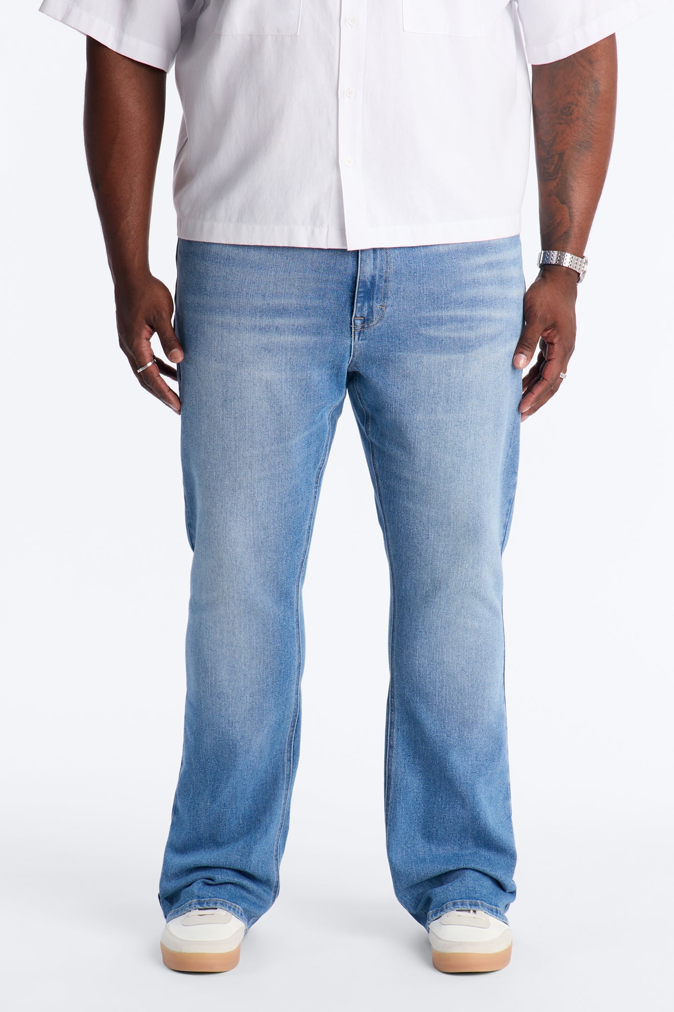 Essential Stacked Slim Flare Stretch Jean - Medium Blue Wash