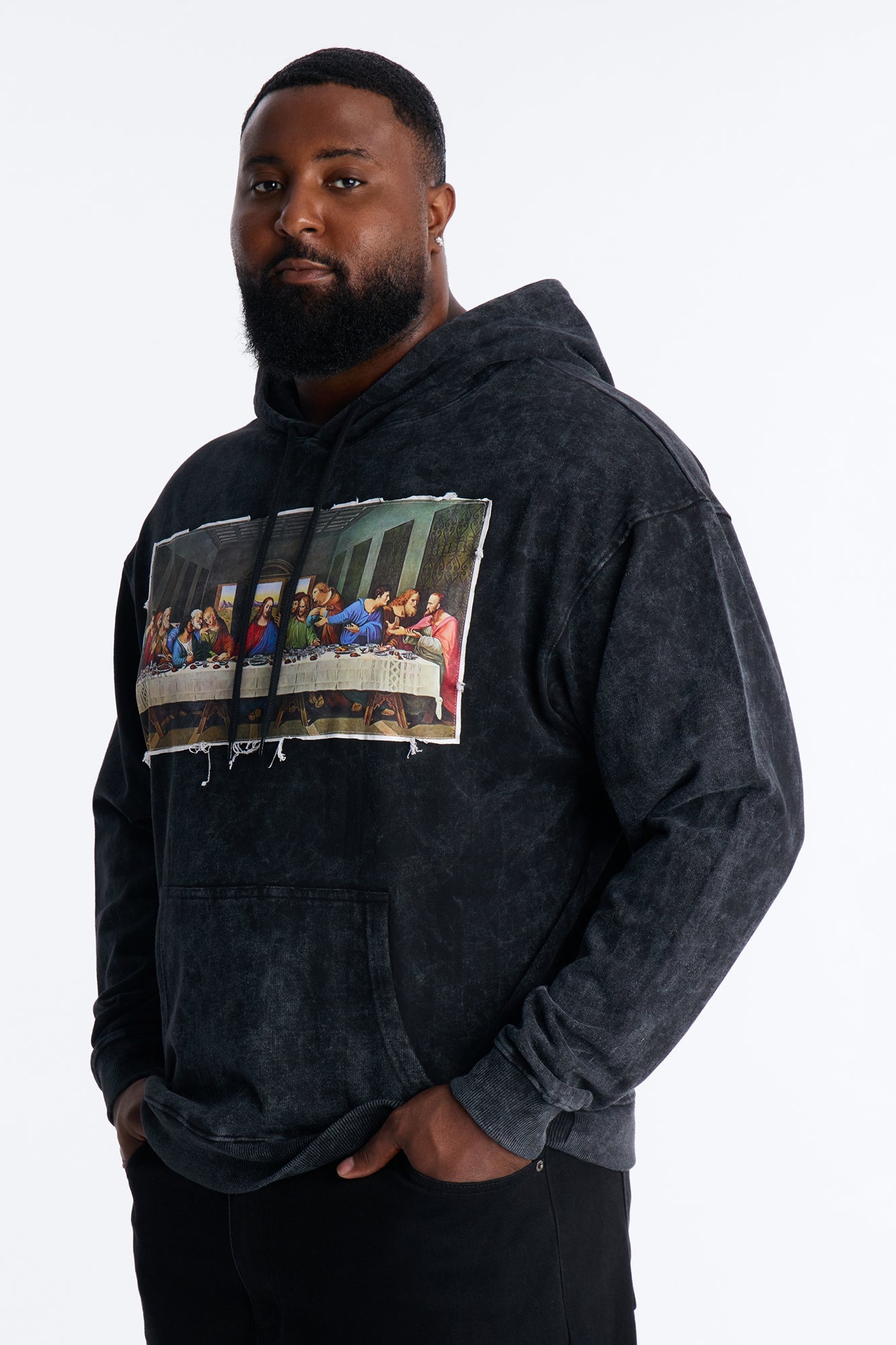 Last Supper Mineral Wash Hoodie - Black Wash