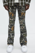 All Around Fray Stacked Skinny Flare Pants - Brown/combo