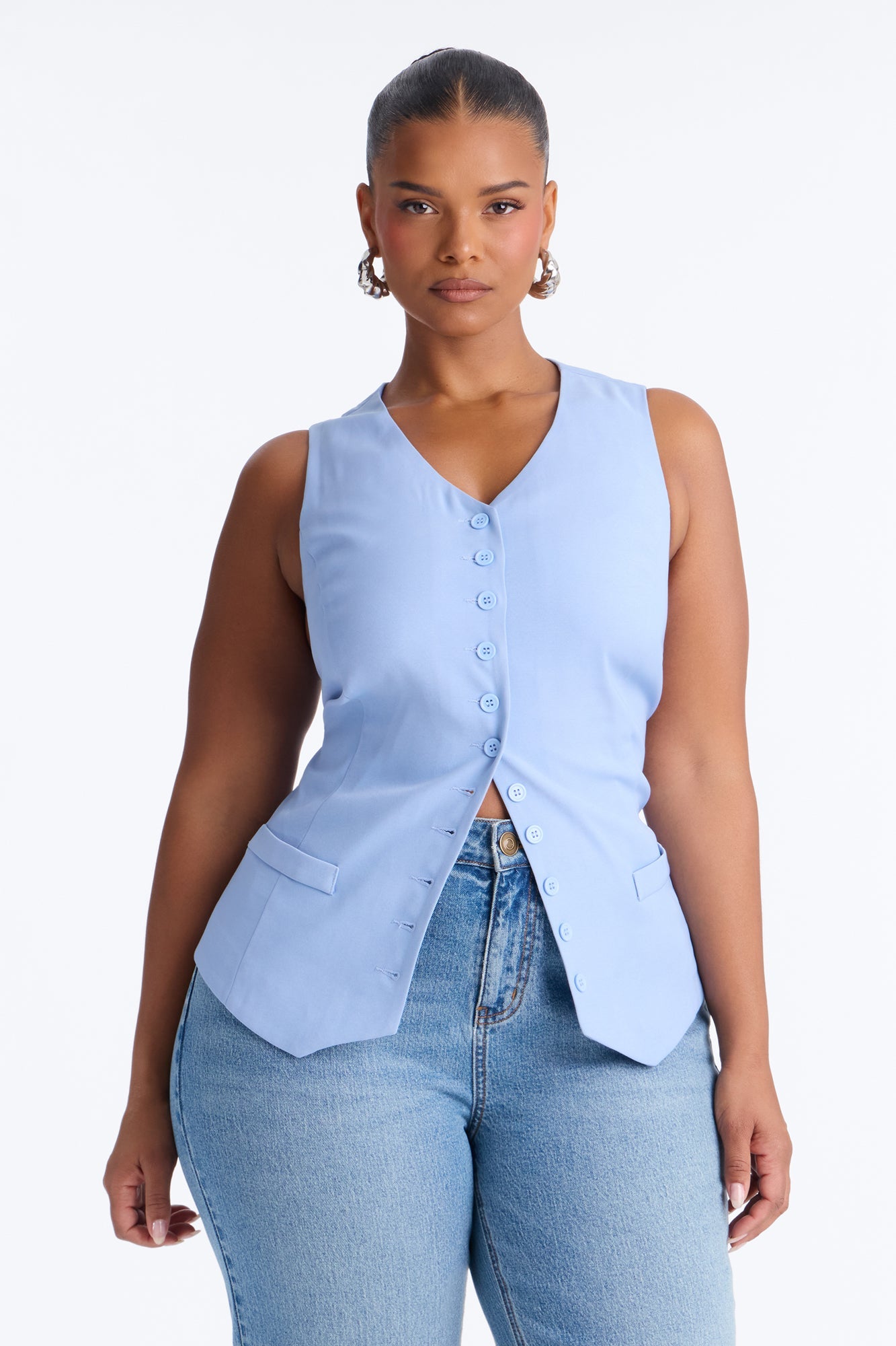 Brooklyn Babe Vest Top - Dusty Blue