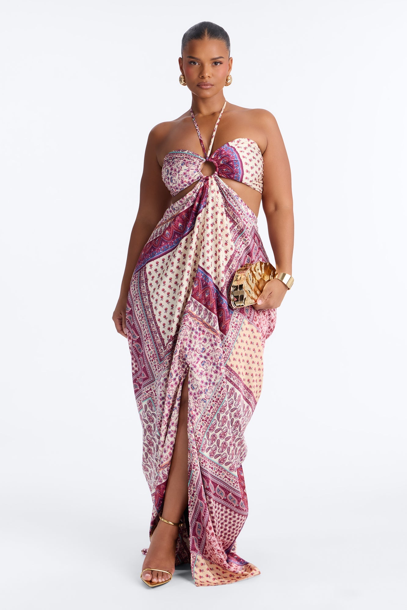 Wildflower Soul Satin Maxi Dress - Purple/combo