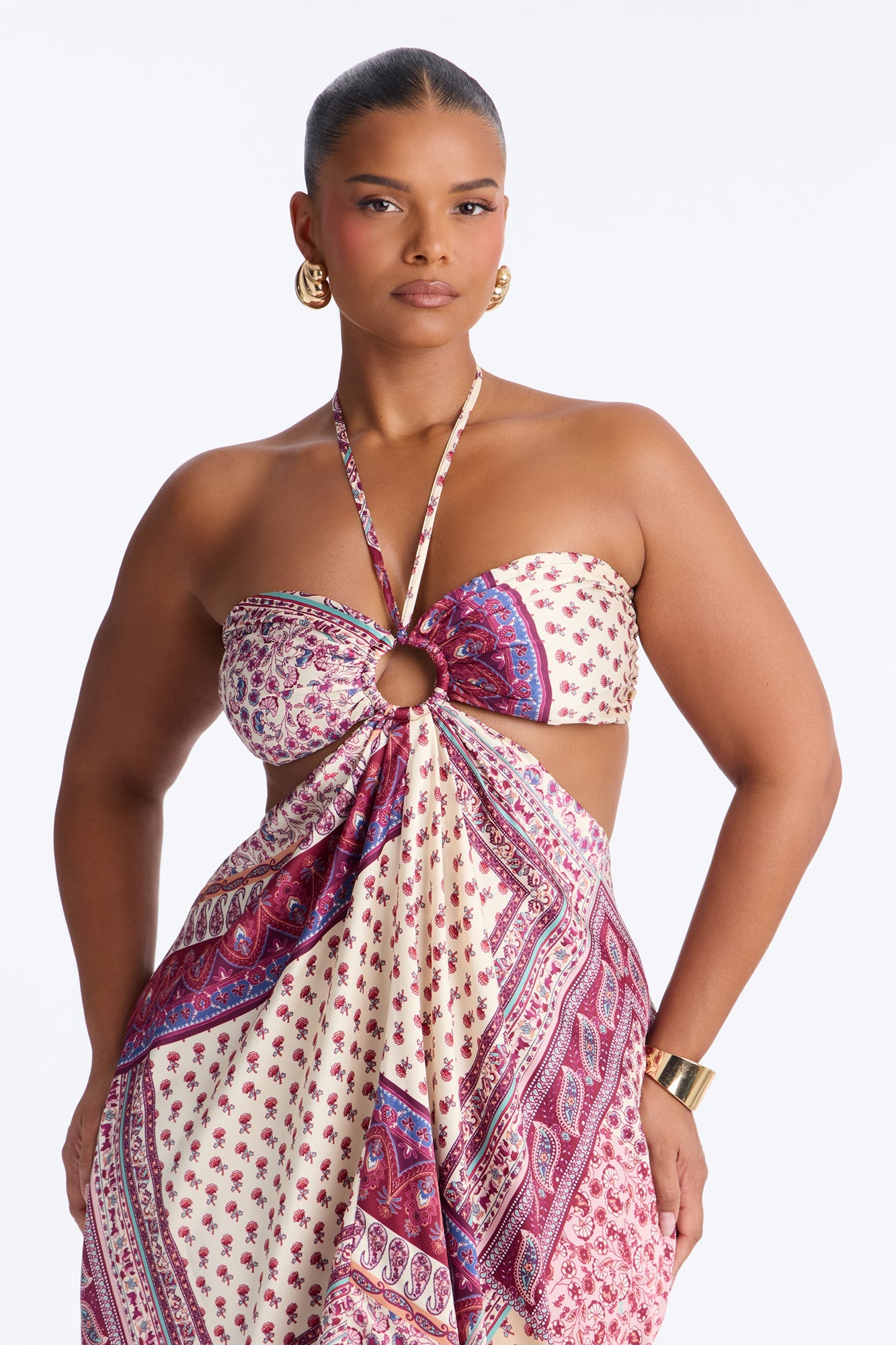 Wildflower Soul Satin Maxi Dress - Purple/combo