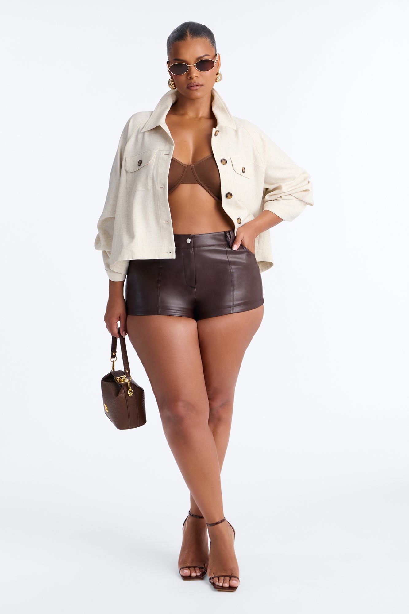 Leah Linen Cropped Jacket - Cream