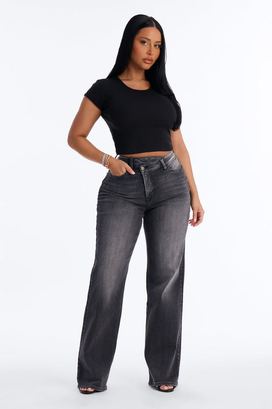 Crossed Paths Stretch Jeans - Grey