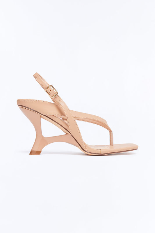 Zoya Thong Slingback Novelty Wedges - Camel