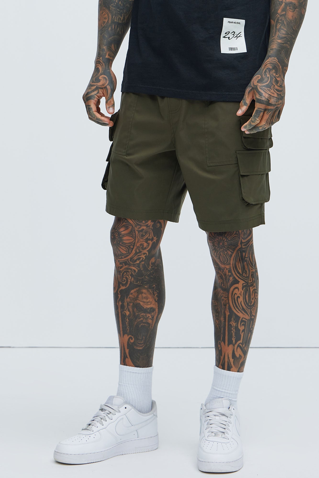 Catch Up Nylon Cargo Shorts - Olive