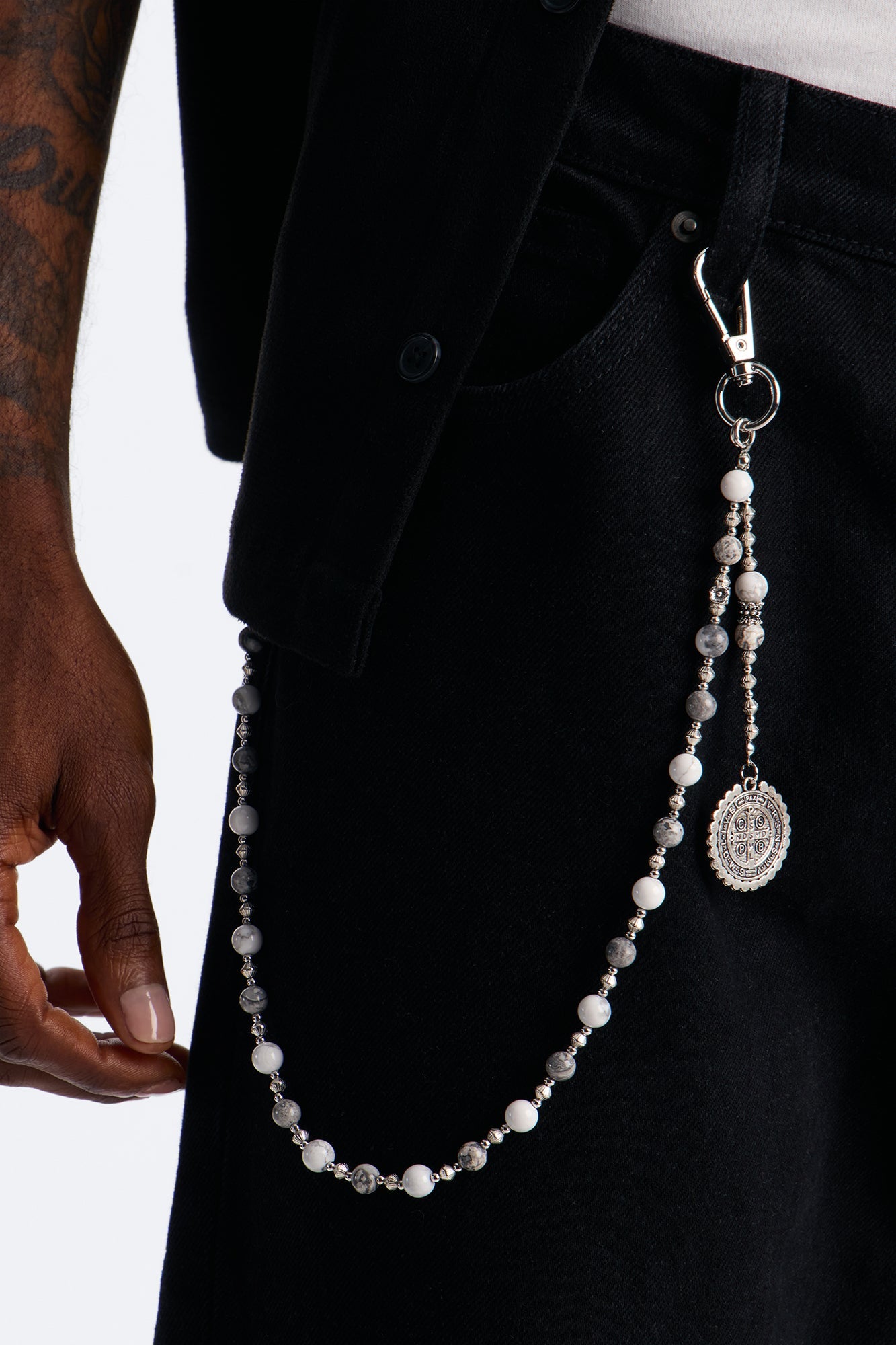 Saint Relic Beaded Pant Chain - Silver