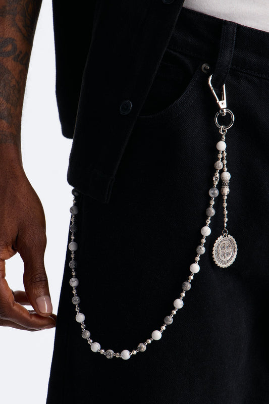 Saint Relic Beaded Pant Chain - Silver