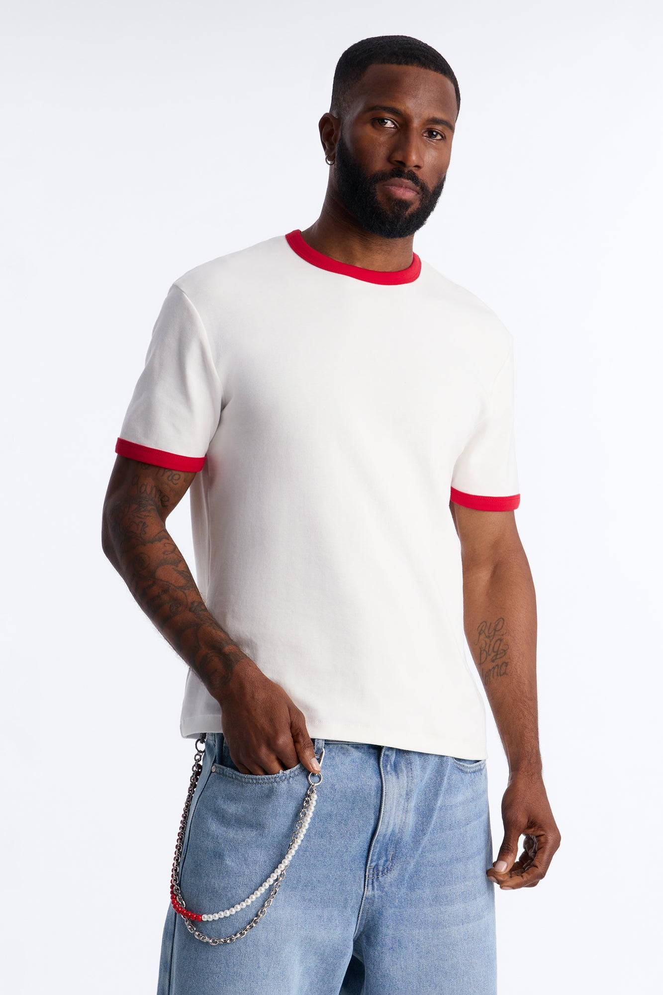 Crimson And Pearl Layered Pant Chain - Silver