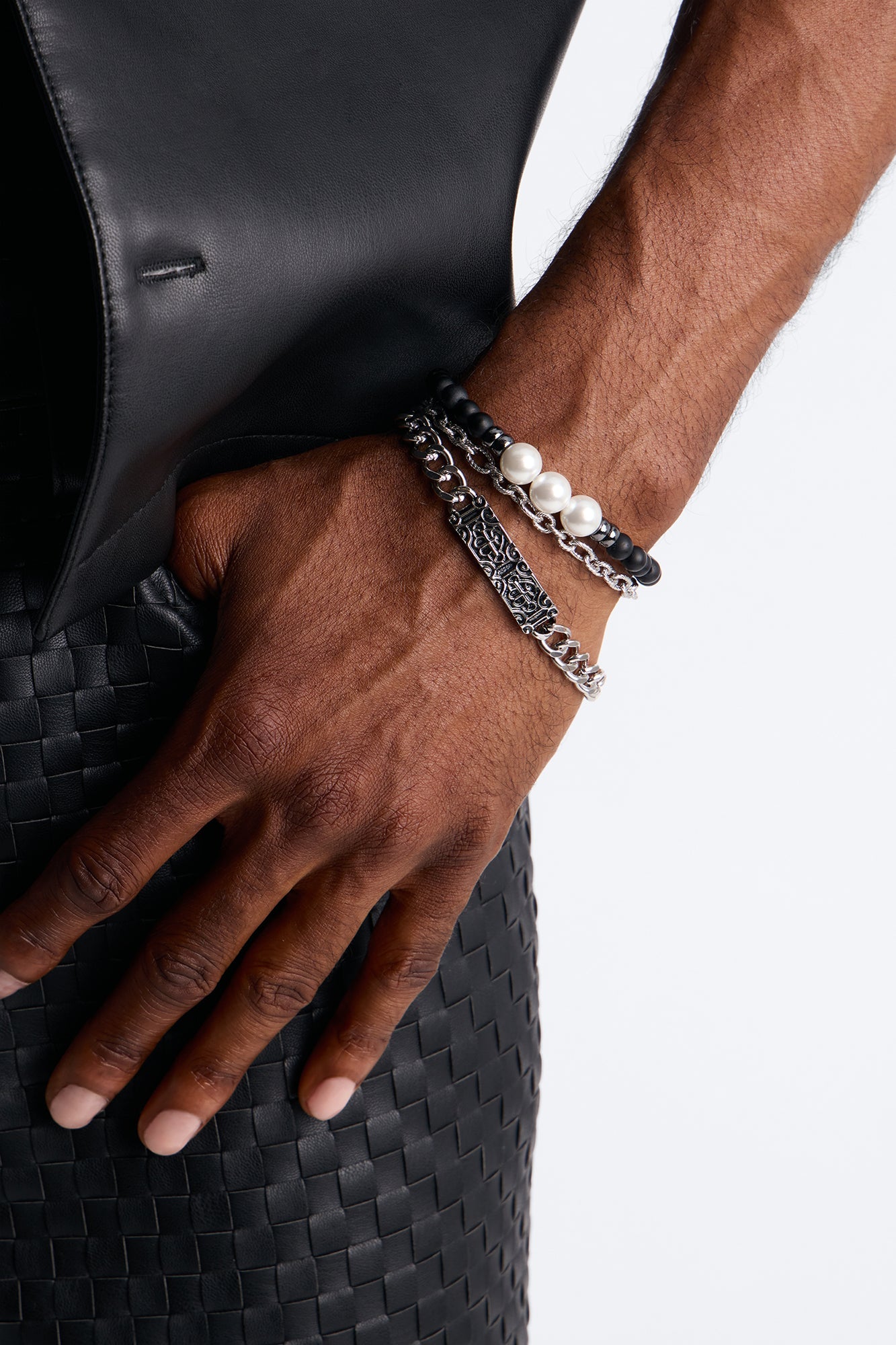 Monochrome Authority Bracelet Set - Silver