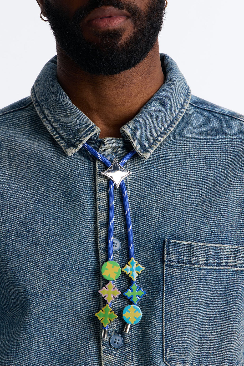 Icy Bungee Cord Necklace - Blue/combo