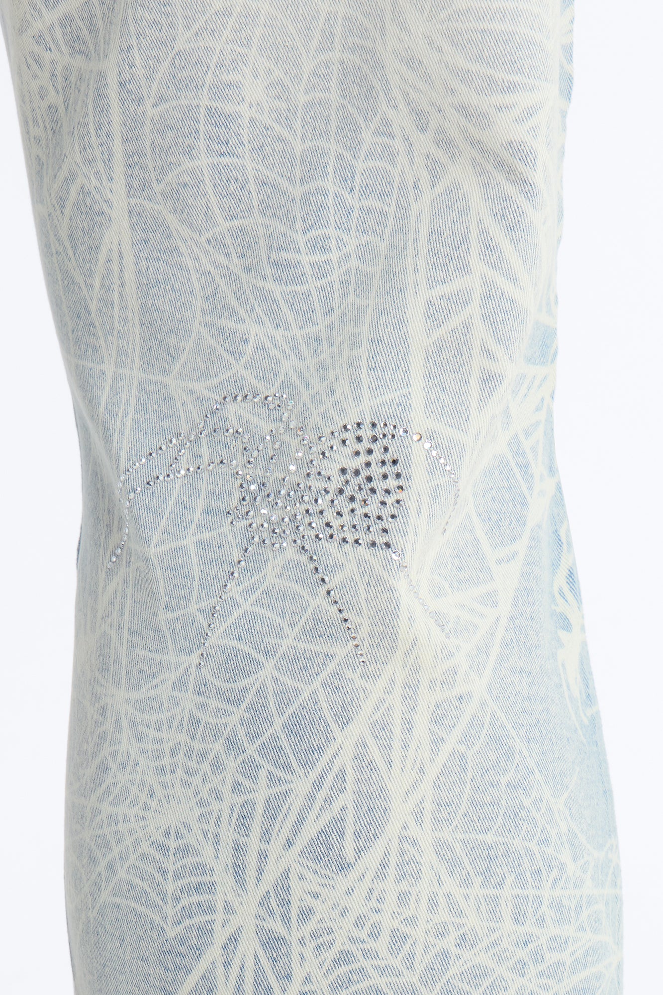 Stacked Skinny Flare Eternal Jeweled Web Jean - Light Wash