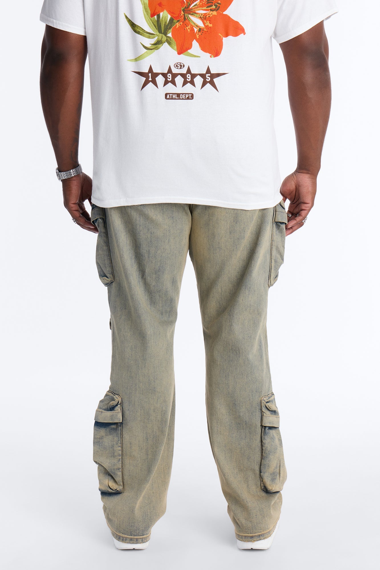 Stacked Slim Flare Cargo All The Way Jean - Vintage Wash