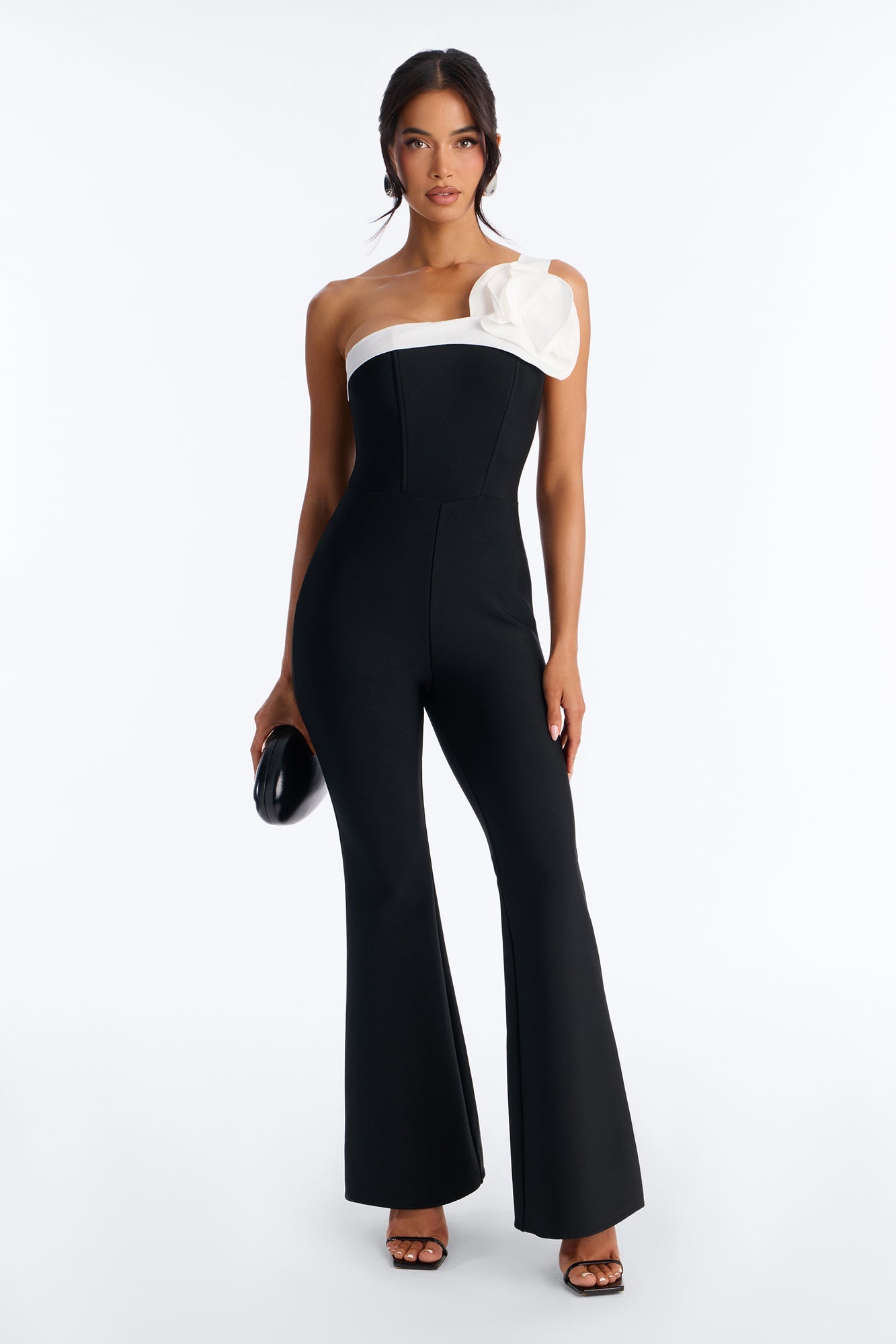 Short Fraya Bandage Flare Jumpsuit - Black