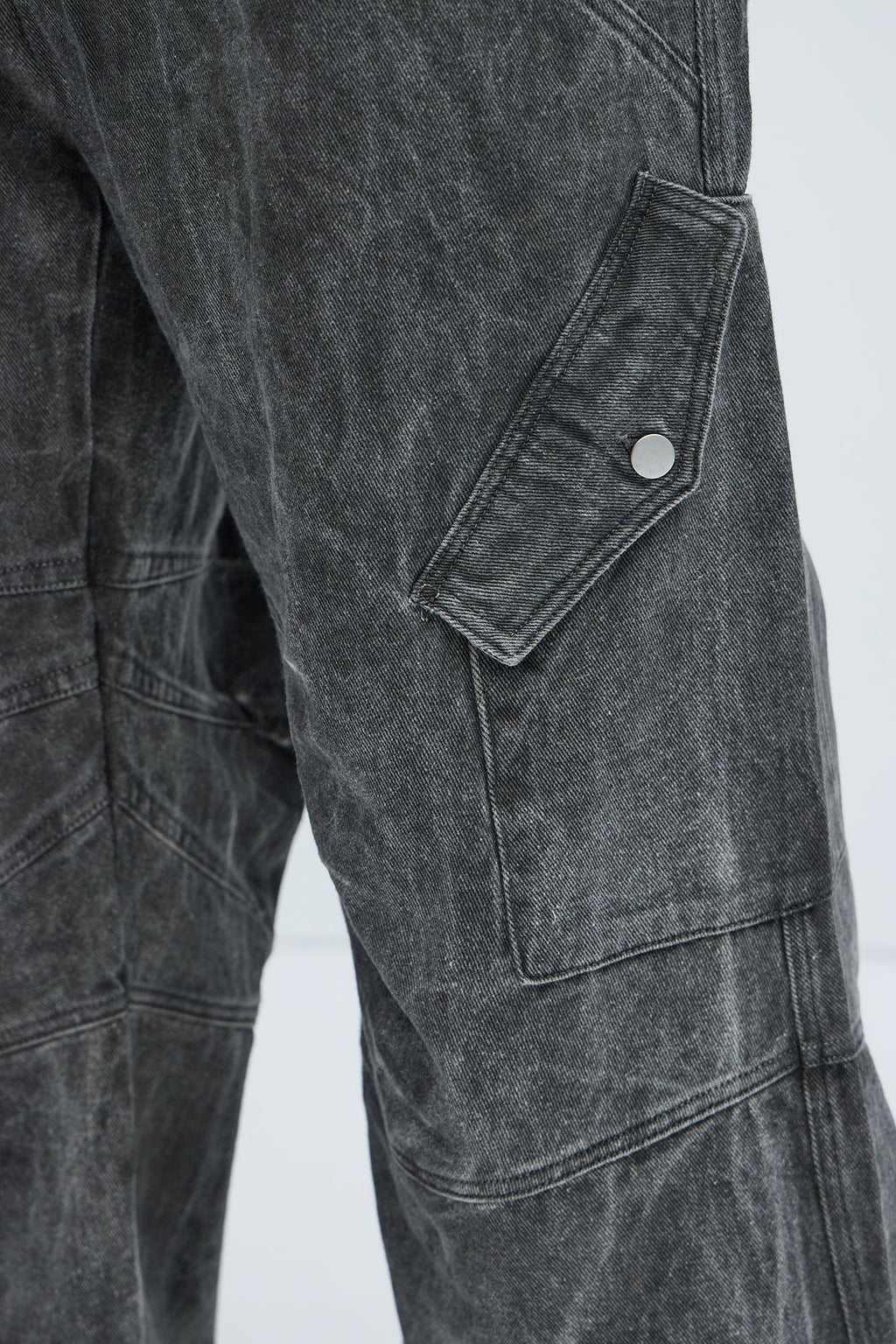 Overdyed Utility Baggy Cargo Pants - Grey