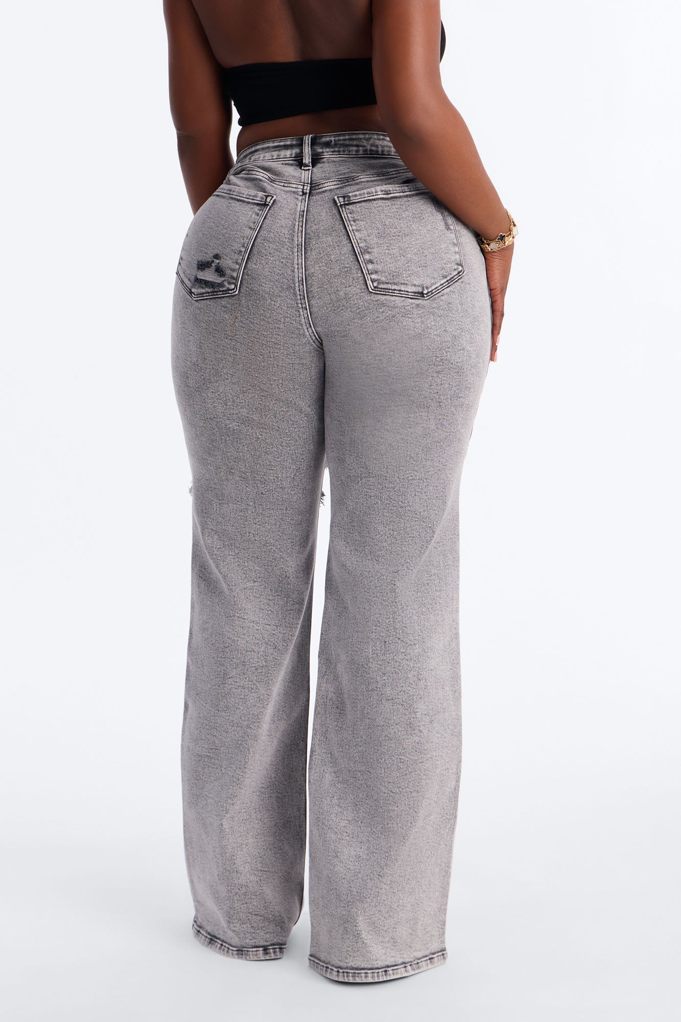 Tall Remi Ripped Stretch Baggy Jeans - Grey