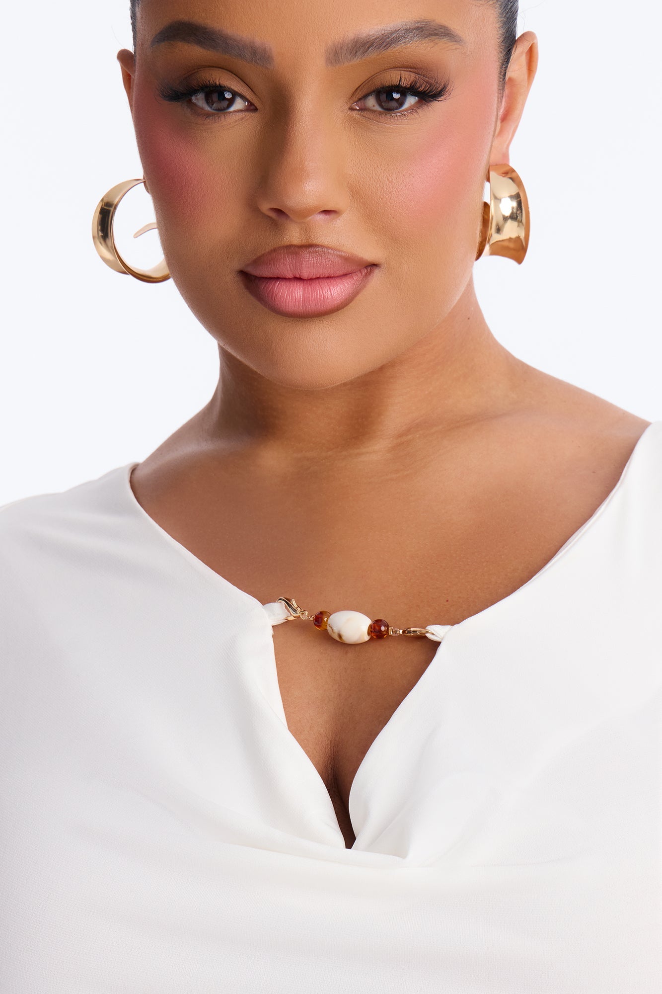 Angelica Beaded Cowl Neck Maxi Dress - White