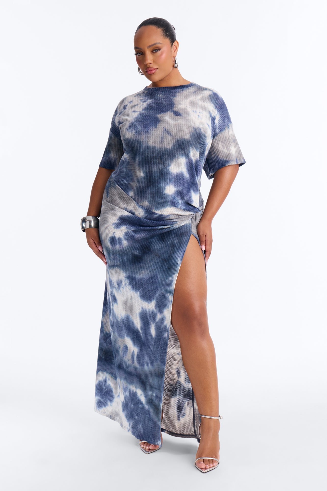 Hadley Waffle Knit Maxi Dress - Blue/combo