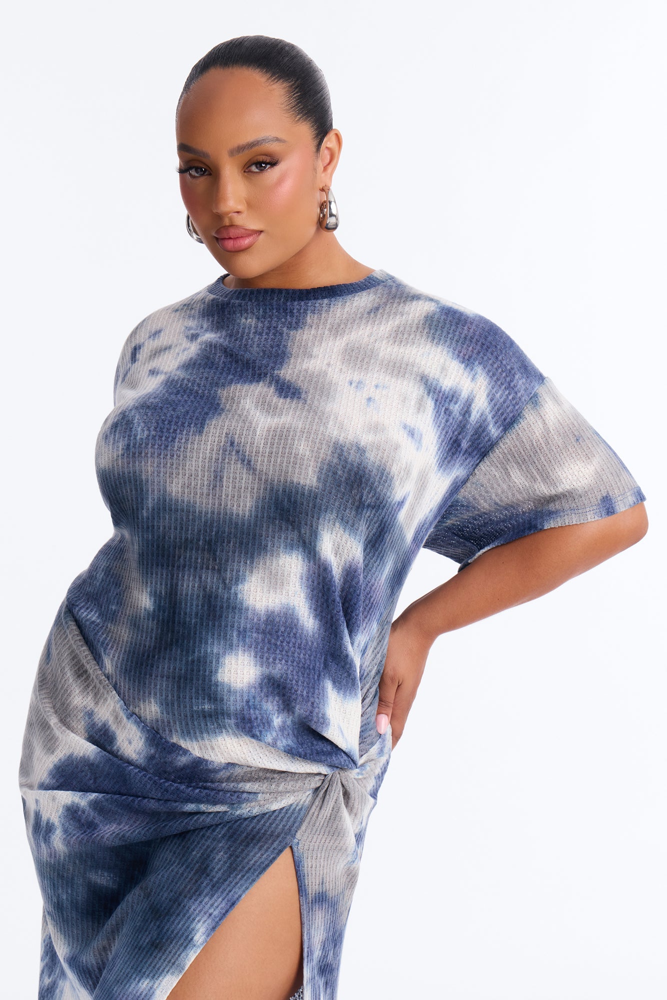 Hadley Waffle Knit Maxi Dress - Blue/combo