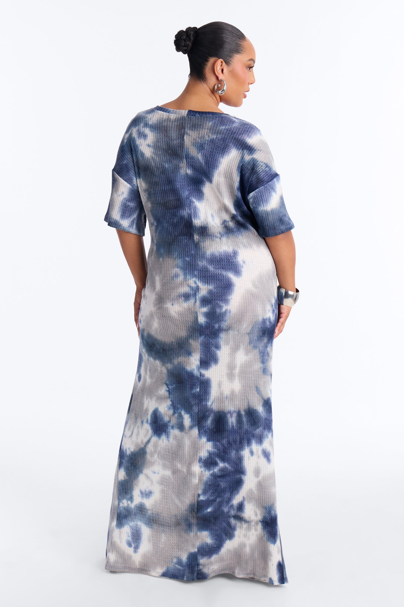 Hadley Waffle Knit Maxi Dress - Blue/combo