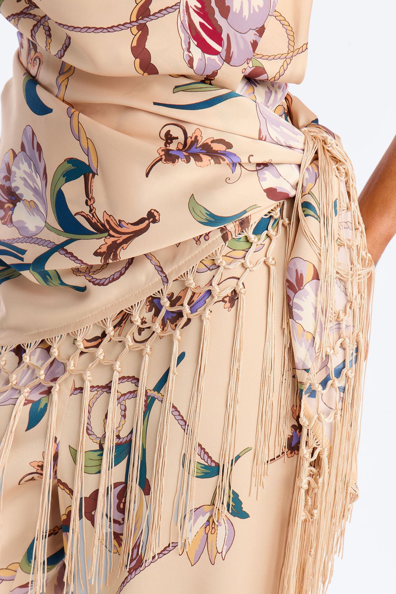 Talia 2 Piece Satin Waist Scarf Jumpsuit - Peach