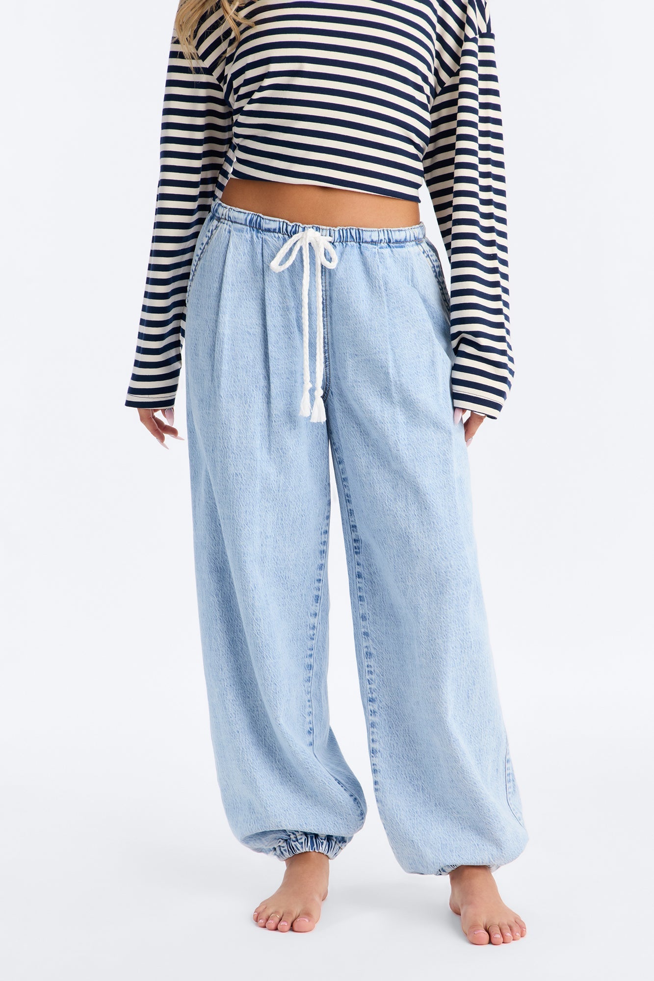 Bahama Babe Low Waist Pull On Jeans - Light Wash