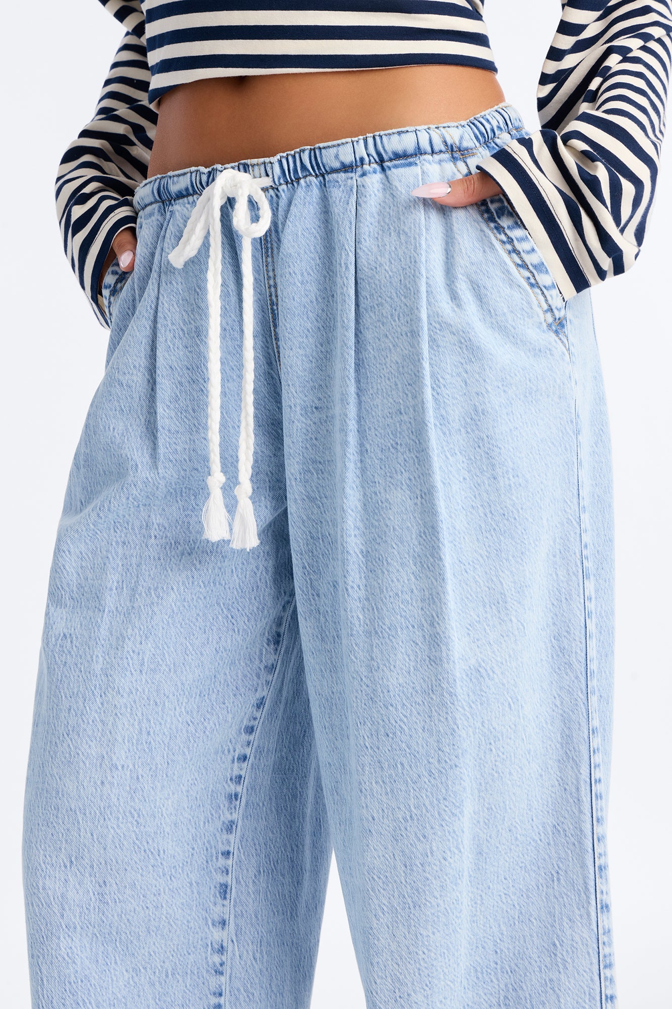 Bahama Babe Low Waist Pull On Jeans - Light Wash