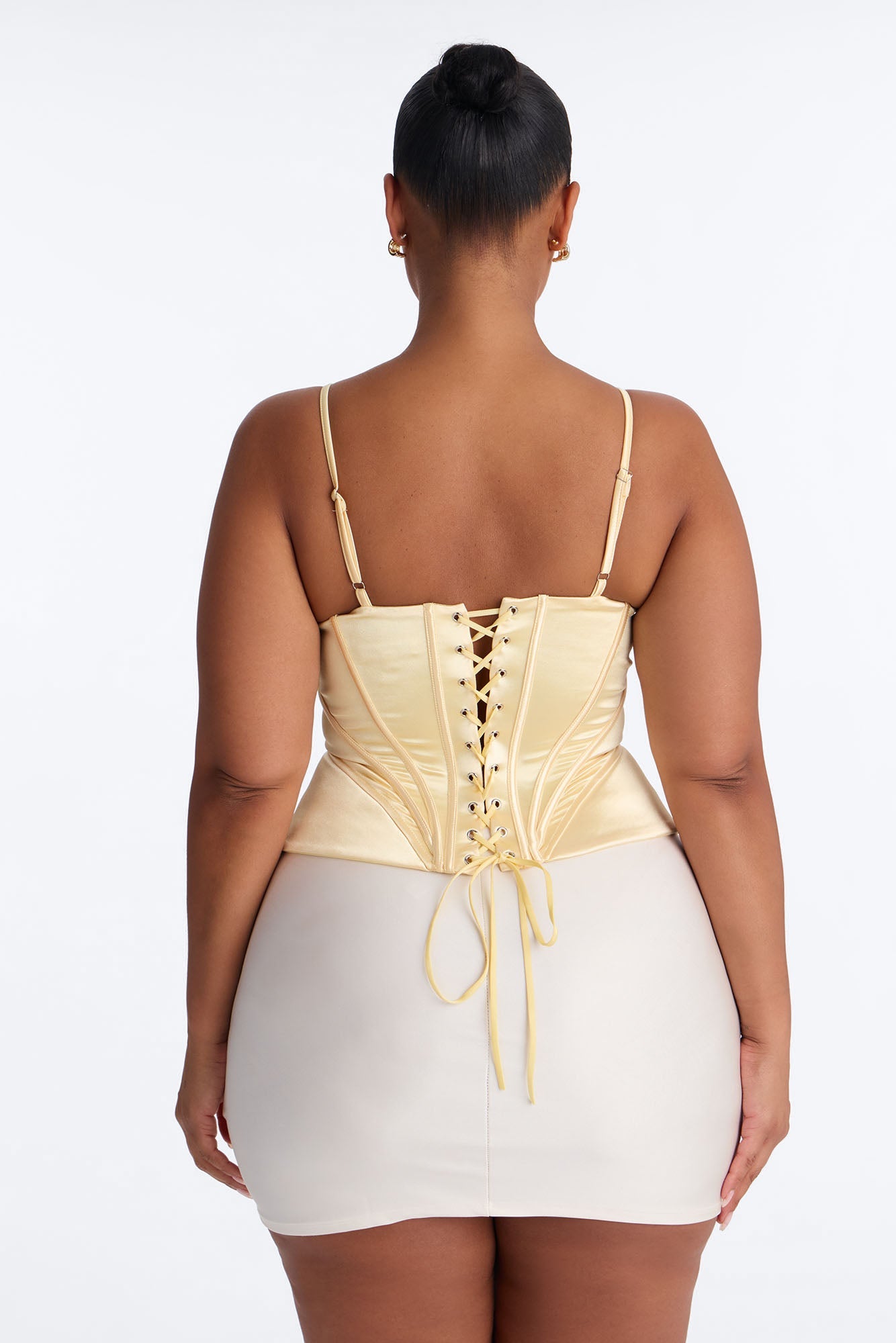 You Have My Heart Lace Up Satin Corset - Butter Yellow
