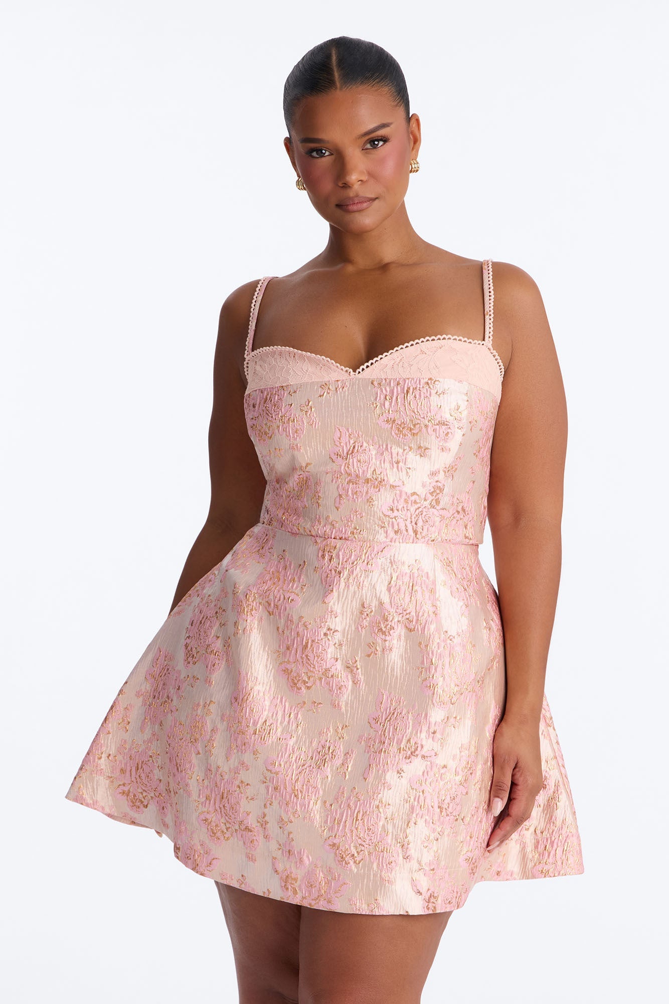 Sugar And Spice Jacquard Mini Dress - Pink