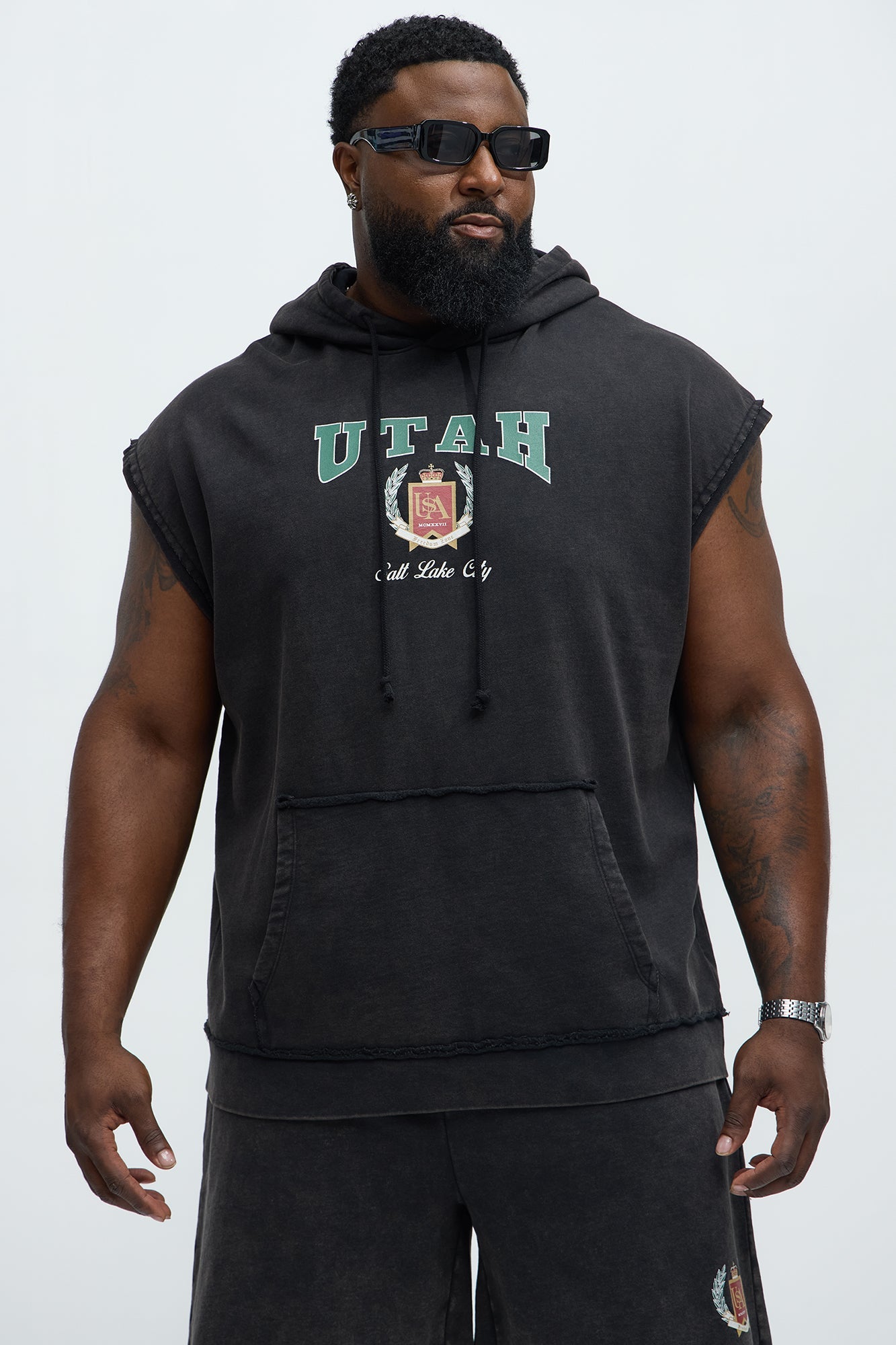 Utah Sleeveless Hoodie - Black