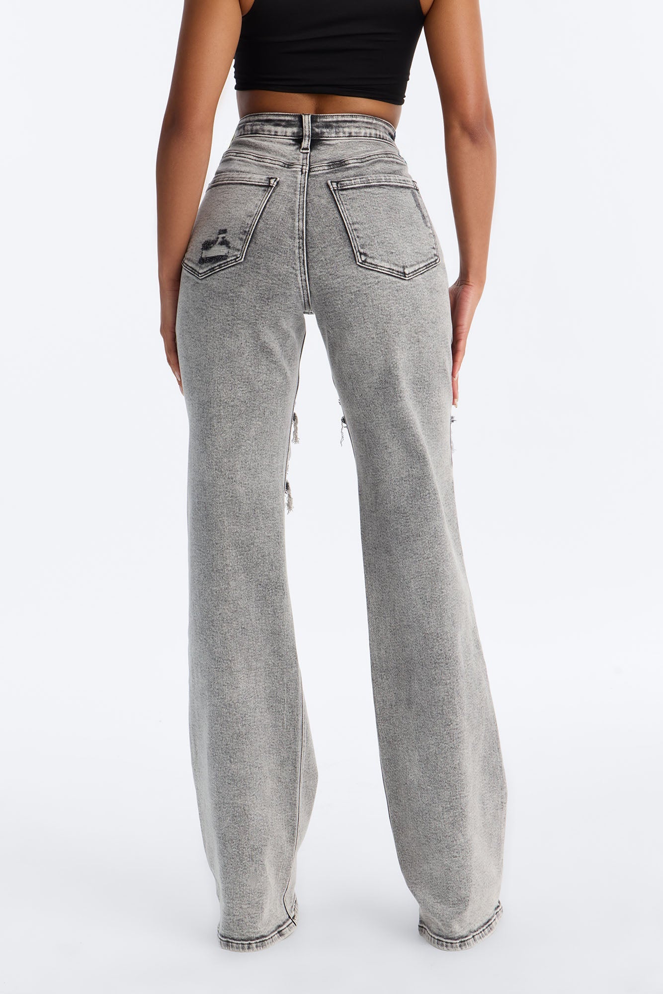 Tall Remi Ripped Stretch Baggy Jeans - Grey