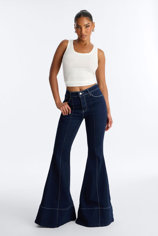 Dance Queen Stretch Flare Jeans - Dark Wash