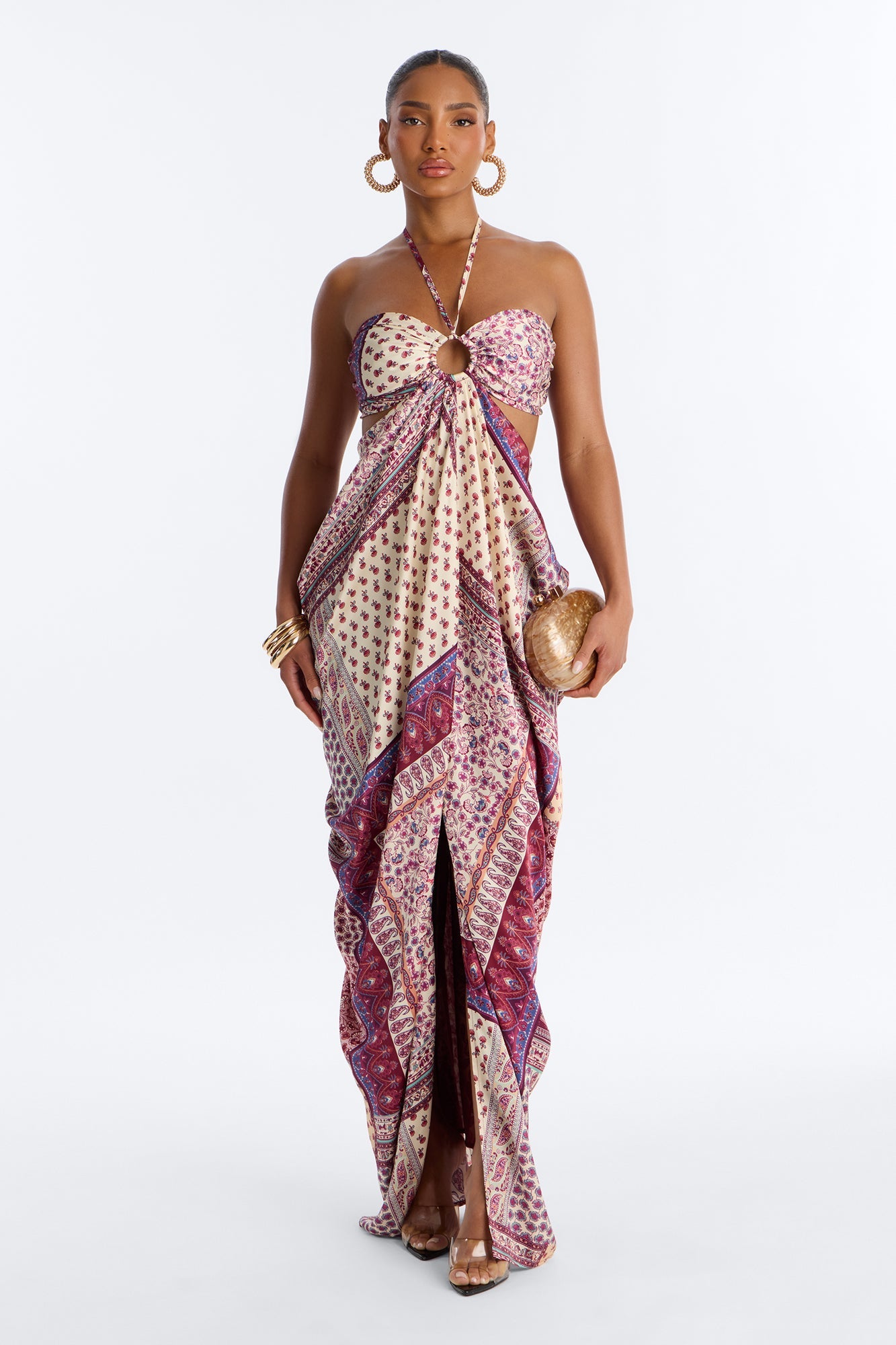 Wildflower Soul Satin Maxi Dress - Purple/combo