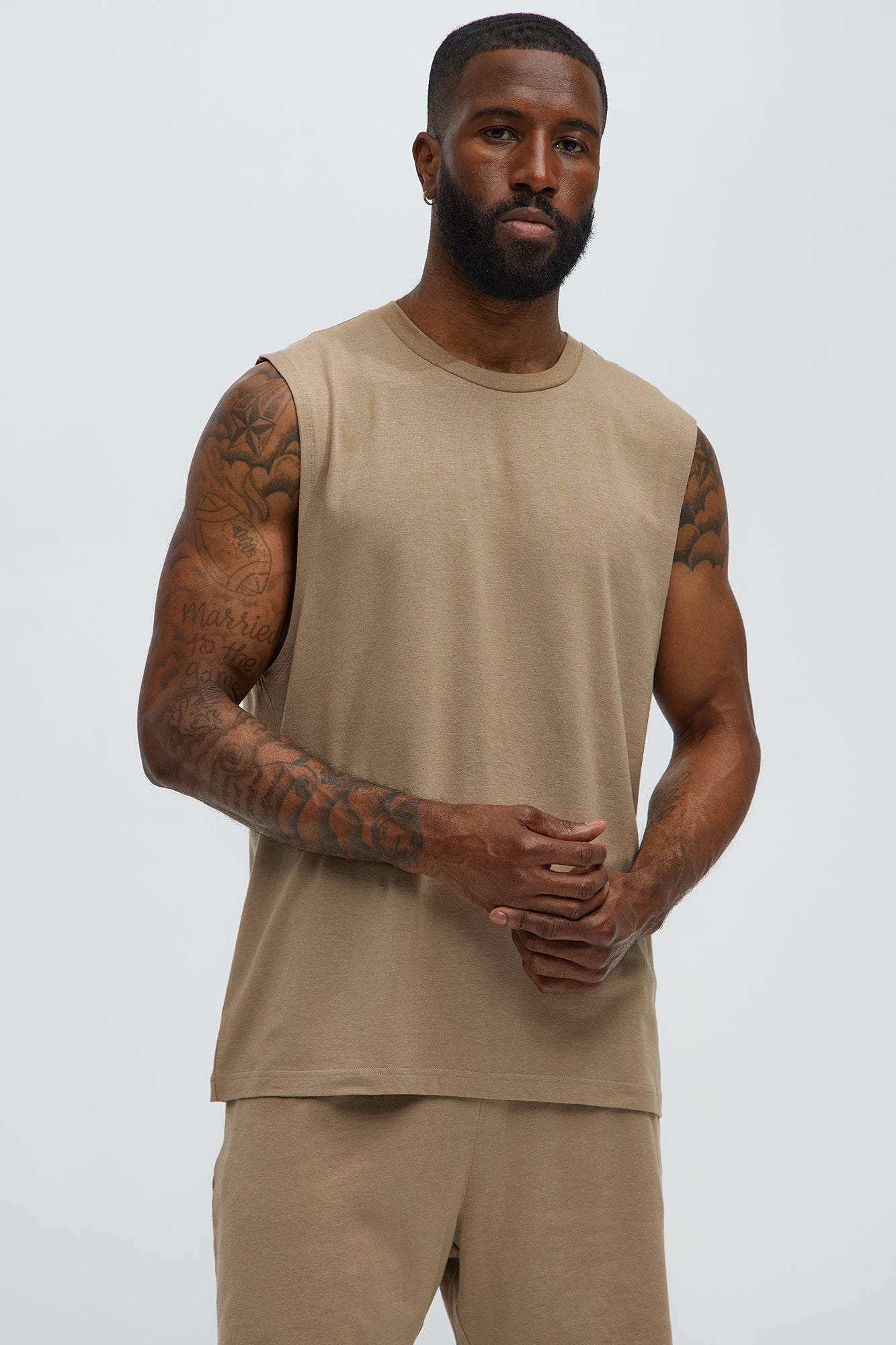 Essential Modal Lounge Sleeveless Muscle Tee - Taupe