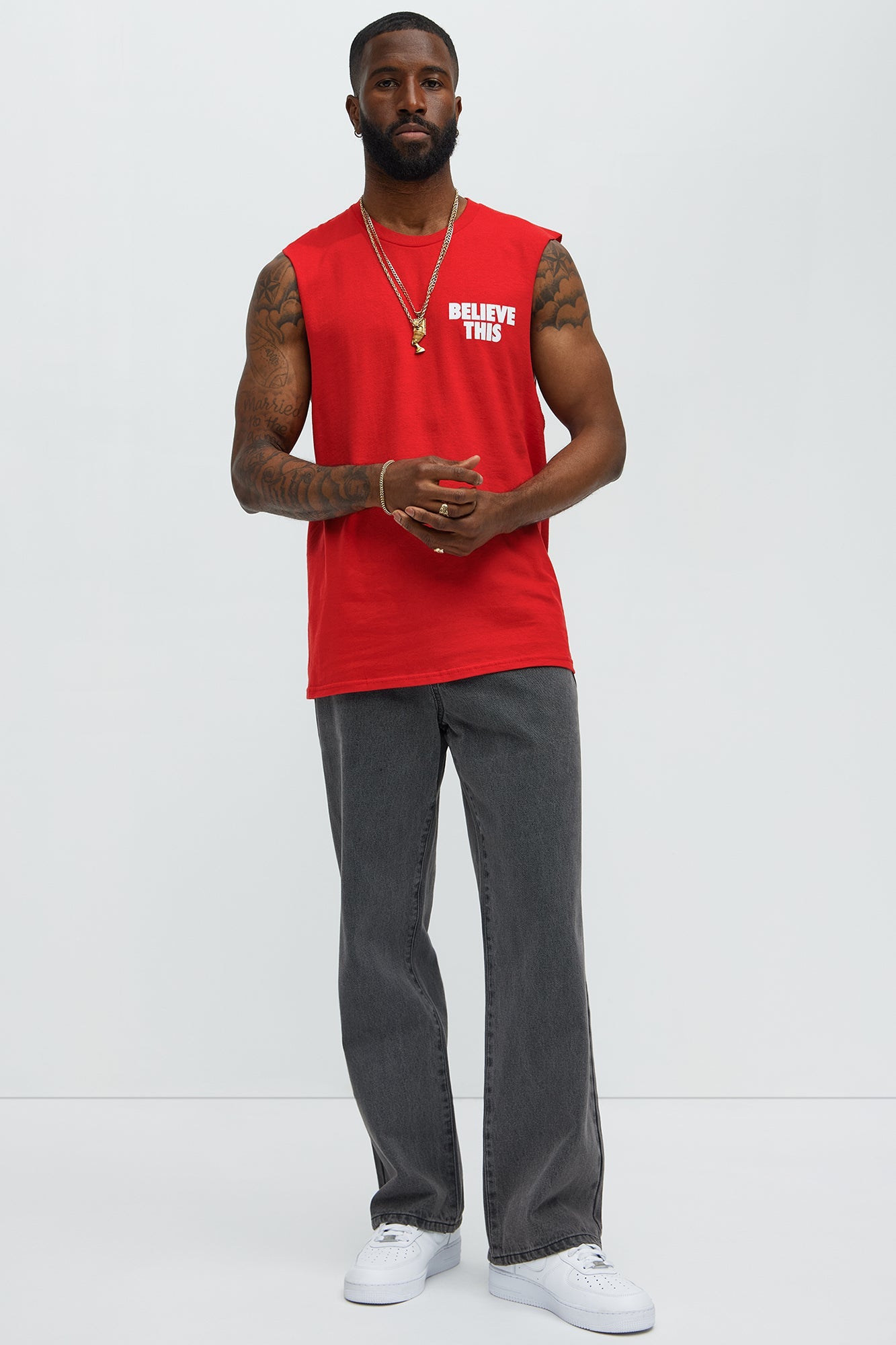 Believe This Muscle Tee - Red