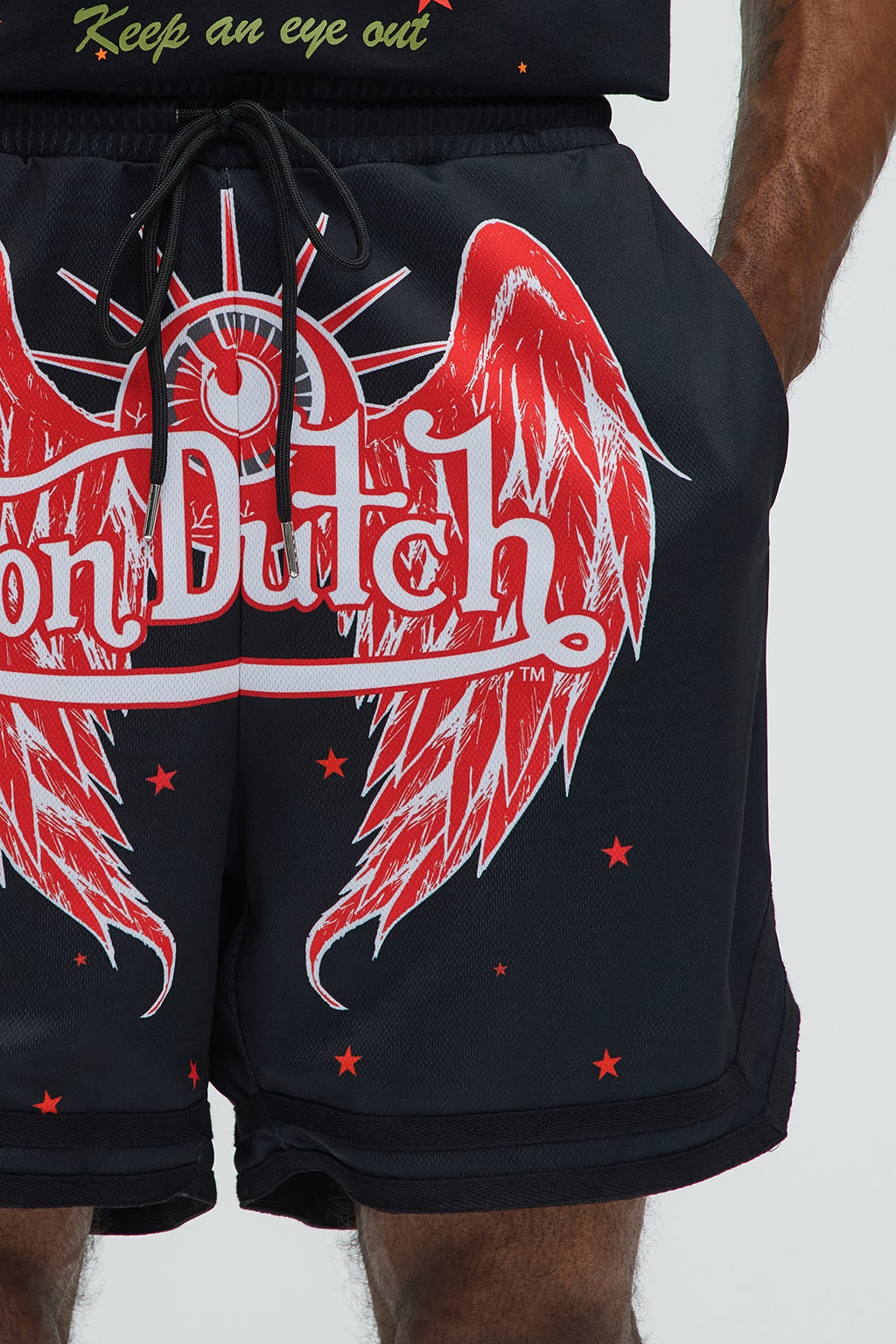 Von Dutch Eyeball Relaxed Drawstring Shorts - Black