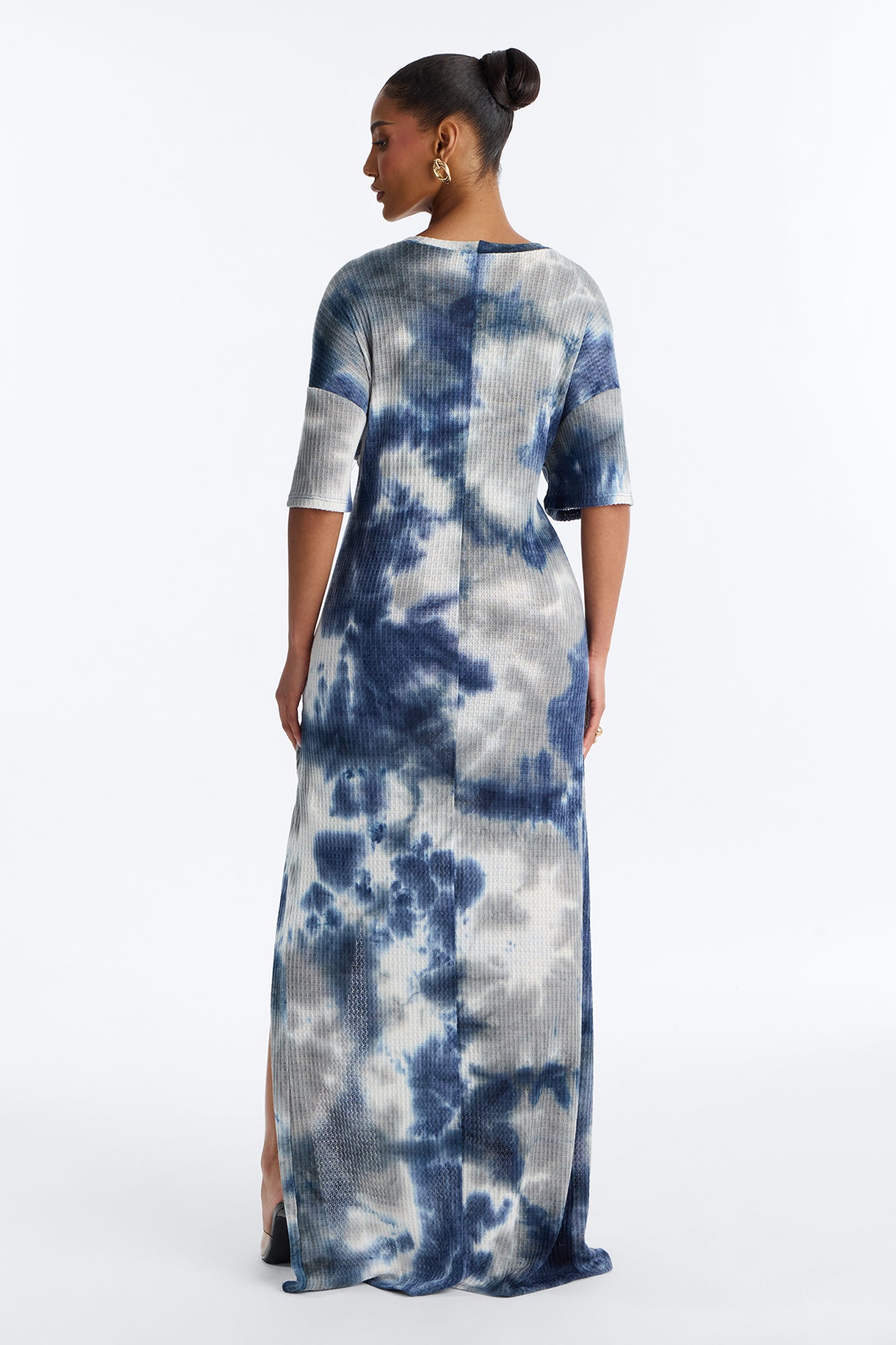 Hadley Waffle Knit Maxi Dress - Blue/combo