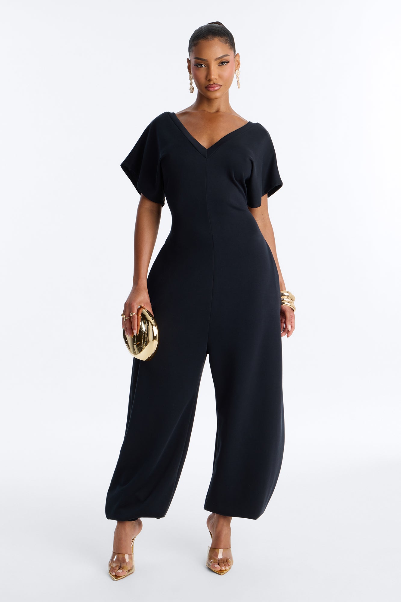 Let's Relax Barrel Wide Leg Jumpsuit - Black