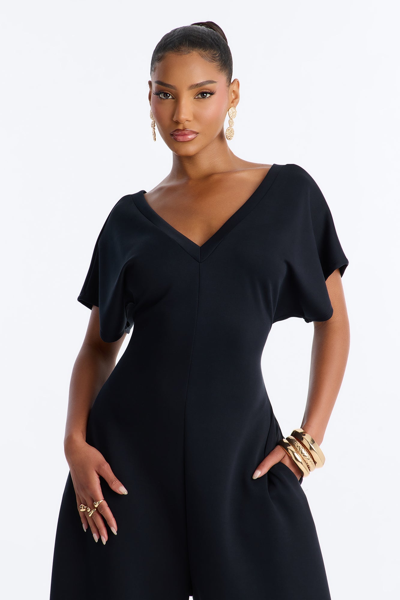 Let's Relax Barrel Wide Leg Jumpsuit - Black
