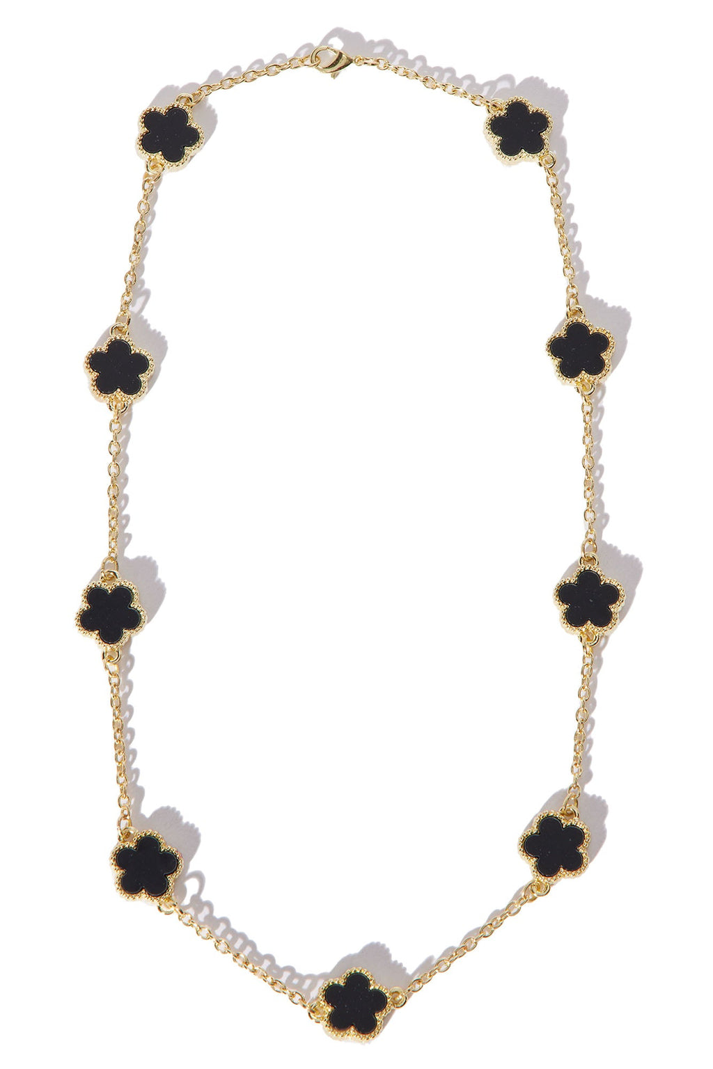Iced Multi Clover Chain Necklace - Gold/Black