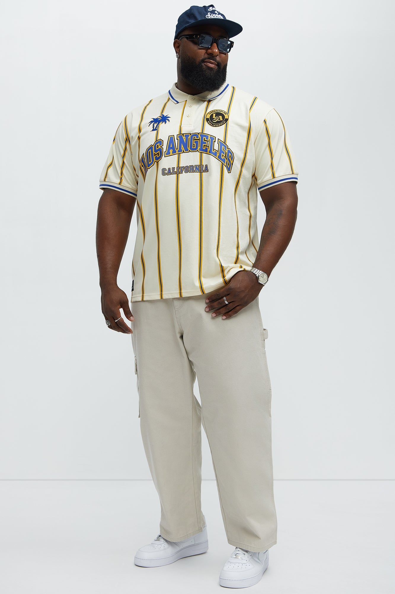 Los Angeles Striped Polo - Blue/combo