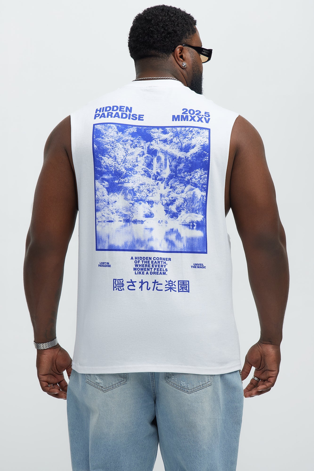 Hidden Paradise Muscle Tee - White