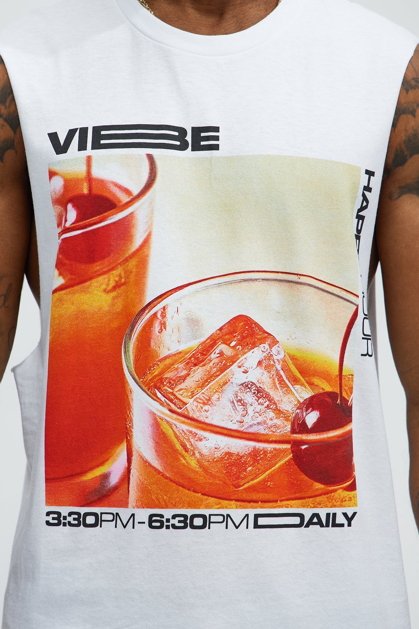 Vibe Happy Hour Muscle Tee - White