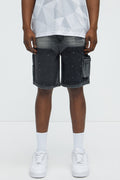 Two Ways Relaxed Denim Shorts - Black Wash