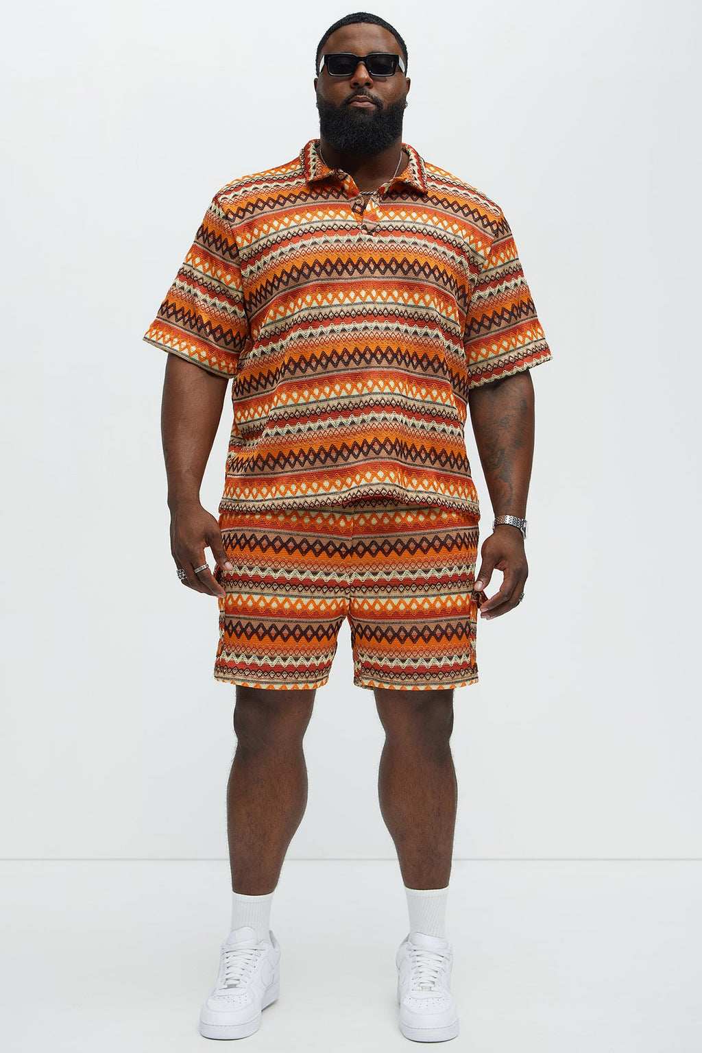 Sunset Short Sleeve Polo - Brown/combo