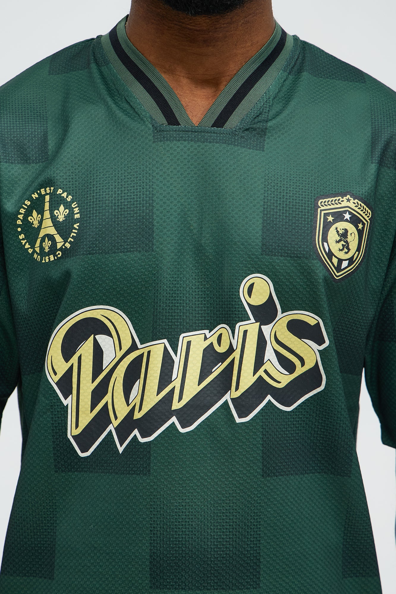 Checkered Paris Short Sleeve Soccer Jersey - Green/combo