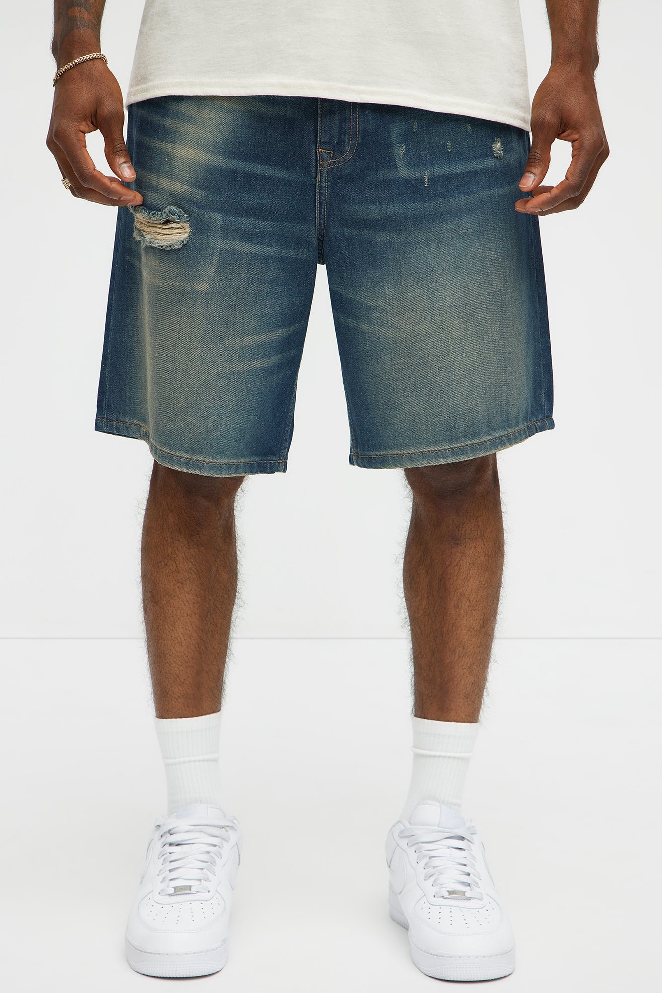 Don't Hate Relaxed Denim Shorts - Dark Wash