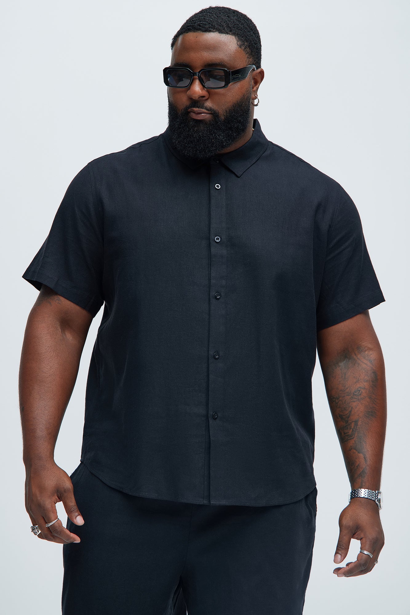 Bahamas Linen Classic Button Up Shirt - Black