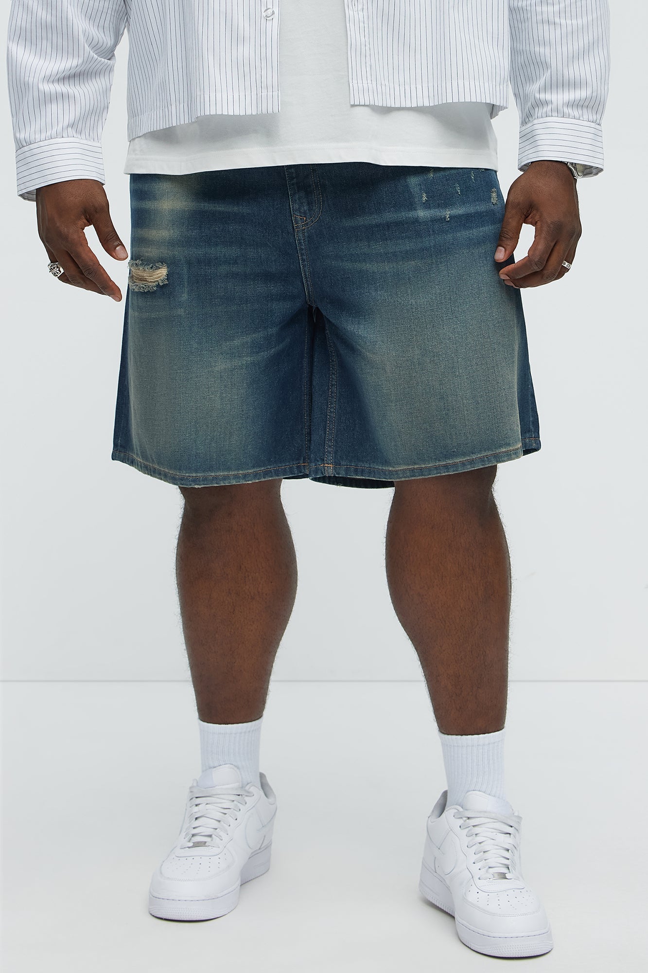 Don't Hate Relaxed Denim Shorts - Dark Wash
