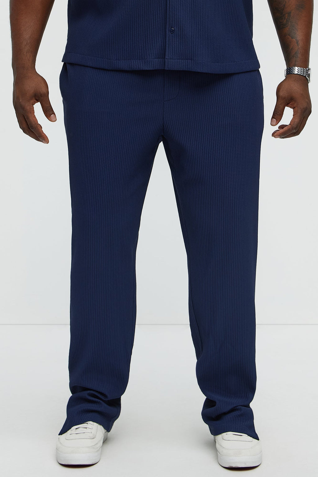 Show Up Slim Slit Pants - Navy